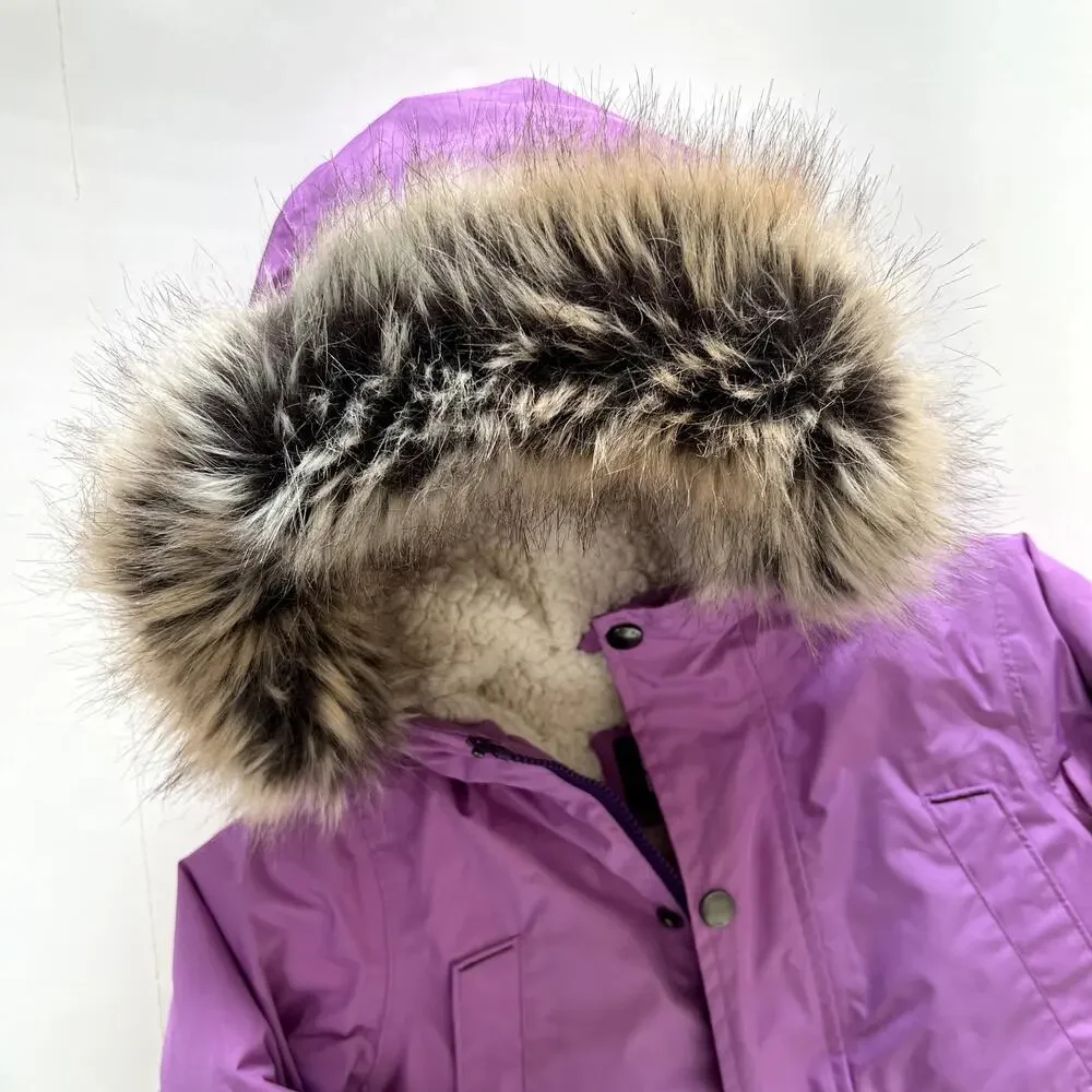Lands' End Kids Purple Faux Fur Trim Expedition Winter Parka Jacket Size 4T